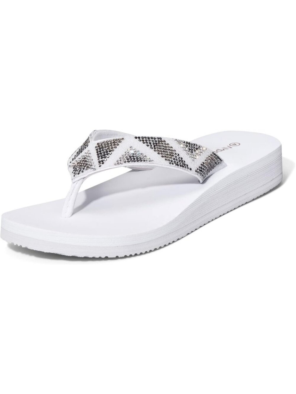 Women's Gemstone White Comfortable Flip Flops Summer Casual Beach Thong Sandals